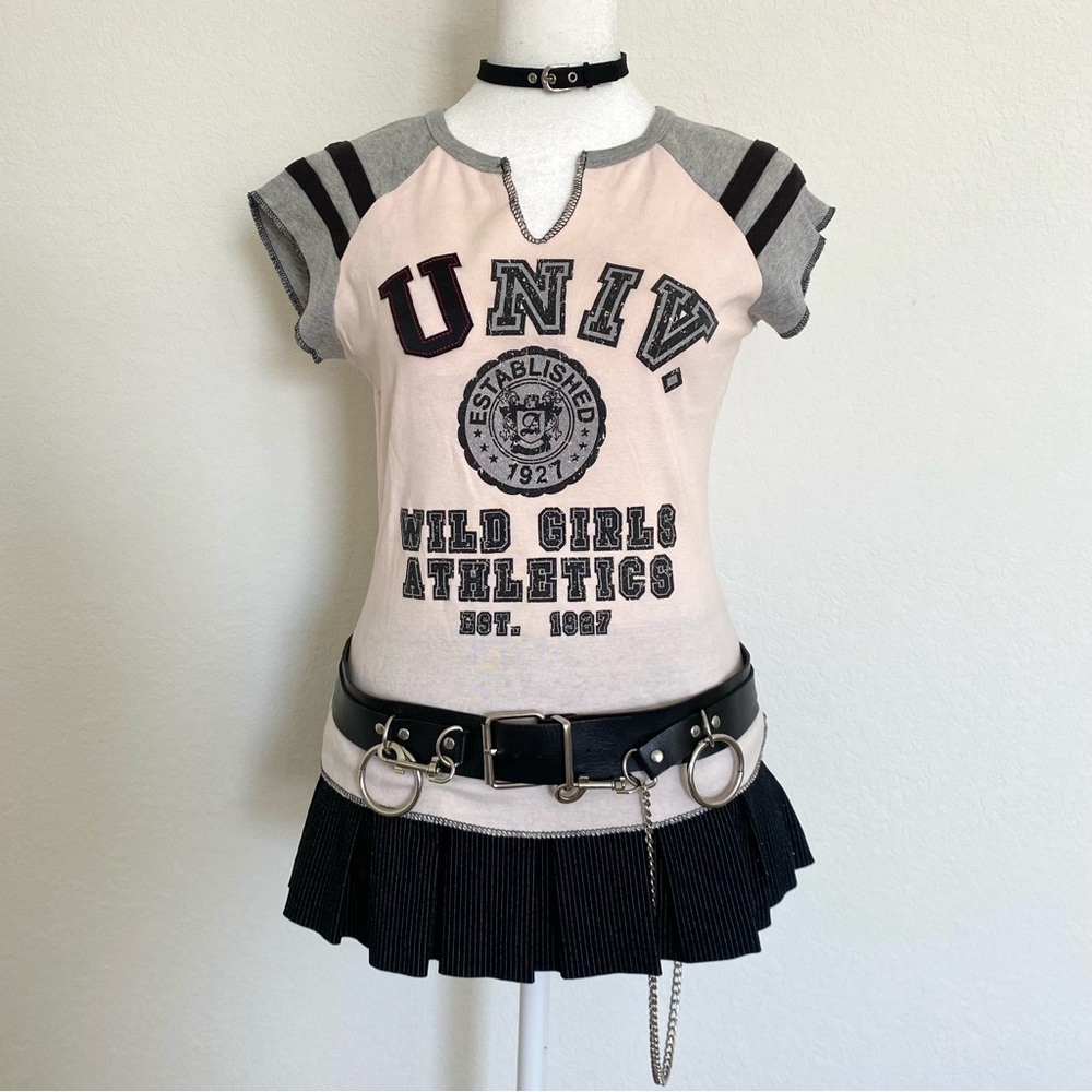 Y2K University Wild Girl Athletics Pink & Grey Graphic Tee